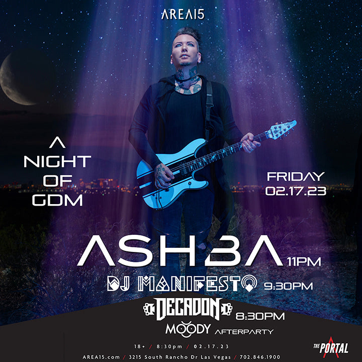 Event Flyer for ASHBA at The Portal, AREA15, February 2023