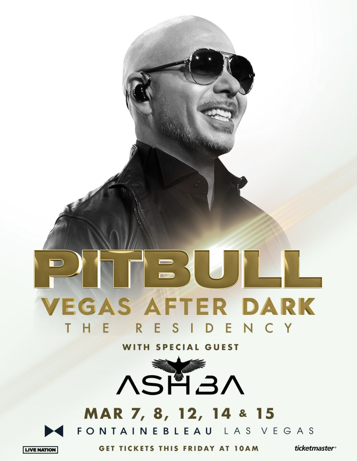 Event Flyer for Pitbull Vegas After Dark Residency with ASHBA at Fontainebleau